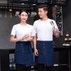 denim large pocket short apron for waiter store staff waitress