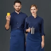 large size europe restaurant staff workwear uniform chef jacket Color Navy Blue