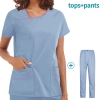 fashion contrast hem women scrub suits jacket pant nuse uniform hospital denstist Color Color 11