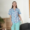 hot sale v-collar nurse uniform jacket top floral print men women nurse scrubs