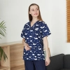 hot sale v-collar nurse uniform jacket top floral print men women nurse scrubs