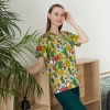 hot sale v-collar nurse uniform jacket top floral print men women nurse scrubs