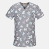 hot sale v-collar nurse uniform jacket top floral print men women nurse scrubs