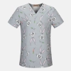 hot sale v-collar nurse uniform jacket top floral print men women nurse scrubs Color Color 7