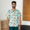 hot sale v-collar nurse uniform jacket top floral print men women nurse scrubs