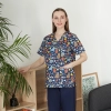 hot sale v-collar nurse uniform jacket top floral print men women nurse scrubs