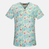 hot sale v-collar nurse uniform jacket top floral print men women nurse scrubs