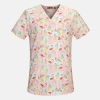 hot sale v-collar nurse uniform jacket top floral print men women nurse scrubs