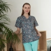 hot sale v-collar nurse uniform jacket top floral print men women nurse scrubs