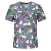 hot sale v-collar nurse uniform jacket top floral print men women nurse scrubs