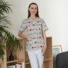 hot sale v-collar nurse uniform jacket top floral print men women nurse scrubs