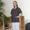 hot sale v-collar nurse uniform jacket top floral print men women nurse scrubs