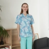 hot sale v-collar nurse uniform jacket top floral print men women nurse scrubs