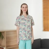 hot sale v-collar nurse uniform jacket top floral print men women nurse scrubs