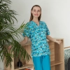 hot sale v-collar nurse uniform jacket top floral print men women nurse scrubs