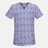 hot sale v-collar nurse uniform jacket top floral print men women nurse scrubs Color Color 1