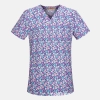 hot sale v-collar nurse uniform jacket top floral print men women nurse scrubs