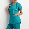 sim fit v-collar top pant nurse suits scrub uniforms two-piece set 10 colors