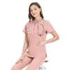 round collar zipper fit comfortable scrubs suits jacket pant nurse working uniform