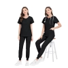 round collar zipper fit comfortable scrubs suits jacket pant nurse working uniform