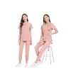 round collar zipper fit comfortable scrubs suits jacket pant nurse working uniform