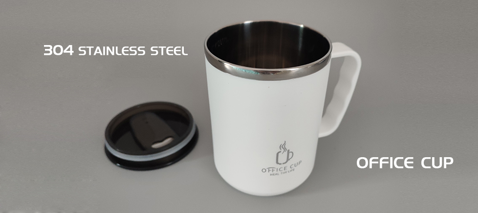 SUS304 stainless steel 304 office coffee cup tea cup water cup with cover