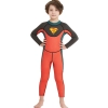 long sleeve cartoon character boy wetsuit swimwear Color blackish green + orange