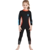 long sleeve one piece teen children wetsuit swimming suit for girl Color black(orange collar)