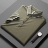 2025 fashion easy care breathable men tshirt business work polo shirt Color men blackish green tshirt