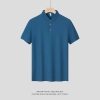 2025 fashion upgrade ice silk/viscose fabric men tshirt polo Color deep blue polo shirt