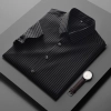 2023 summer new fabric easy care stripes man  shirt office dressy shirt Color black shirt