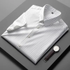 2023 summer new fabric easy care stripes man  shirt office dressy shirt