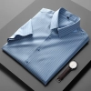 2023 summer new fabric easy care stripes man  shirt office dressy shirt Color light blue shirt
