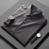 2023 smooth feeling upgrade fabric formal men shirt stripes men shirt Color dark grey stripes shirt