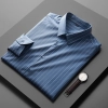 2023 smooth feeling upgrade fabric formal men shirt stripes men shirt Color navy blue stripes shirt