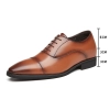 2025 Japanese style lace-up business formal soft fabric Faux Leather men shoes wedding shoes Color brown lifted heel