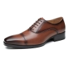 France design style lace-up business formal Three-joint oxford genuine Leather men shoes wedding shoes Color brown leather shoes