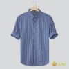 fashion casual stripes man shirt ice silk fabric shirt Color light blue shirt