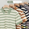 Super good fabric wide stripes men polo shirt Tshirt