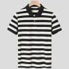 2023 summer simple best fabric fabric wide stripes men polo shirt Tshirt