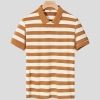 2023 summer simple best fabric fabric wide stripes men polo shirt Tshirt