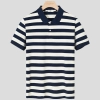 Super good fabric wide stripes men polo shirt Tshirt