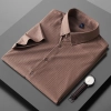 summer short sleeve light luxury slim striped white black brown shirt Color Brown