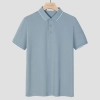 fashion PIQUE cotton solid men short sleeve tshirt polo Color Light blue
