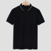 fashion PIQUE cotton solid men short sleeve tshirt polo Color Black