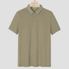 fashion PIQUE cotton solid men short sleeve tshirt polo Color Blackish Green