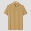 fashion PIQUE cotton solid men short sleeve tshirt polo Color Brown