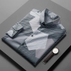 pentagonal print men shirt fashion man work style shirt