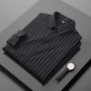 2025 new design line stripes young  man shirt work shirt Color Grey