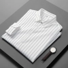 2025 new design line stripes young  man shirt work shirt Color White